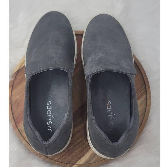J Slides Platform Suede Gray Casual Walking Daily Sneakers Loafers Womens 9 - Picture 5 of 8